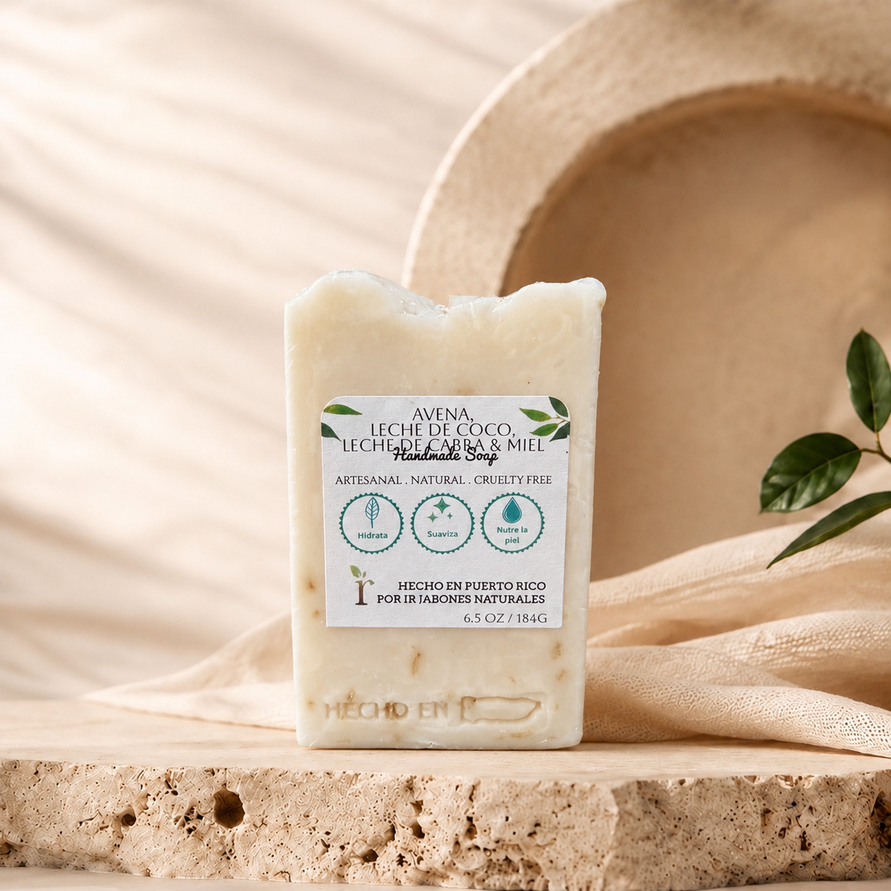 Jabón Avena, Leche de Coco, Leche de Cabra & Miel