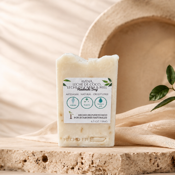 Jabón Avena, Leche de Coco, Leche de Cabra & Miel