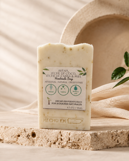 Jabón Avena, Leche de Coco, Leche de Cabra & Miel