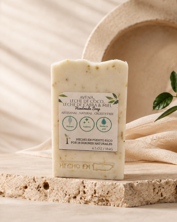 Jabón Avena, Leche de Coco, Leche de Cabra & Miel